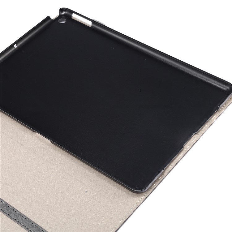 ENKAY for iPad 10.2 (2019) Wood Texture PU Leather Stand Smart Casing Shell - Grey-4
