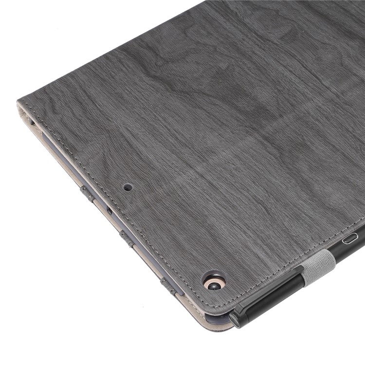 ENKAY for iPad 10.2 (2019) Wood Texture PU Leather Stand Smart Casing Shell - Grey-5