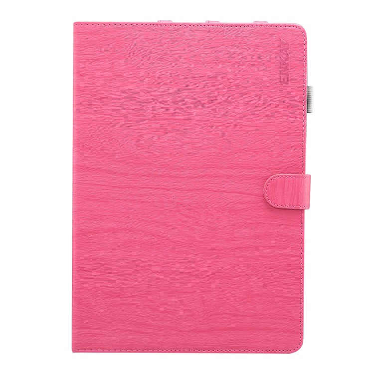 ENKAY for iPad 10.2 (2019) Wood Texture PU Leather Stand Smart Casing Shell - Rose-1