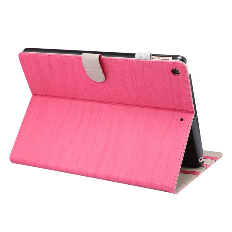 ENKAY for iPad 10.2 (2019) Wood Texture PU Leather Stand Smart Casing Shell - Rose-3
