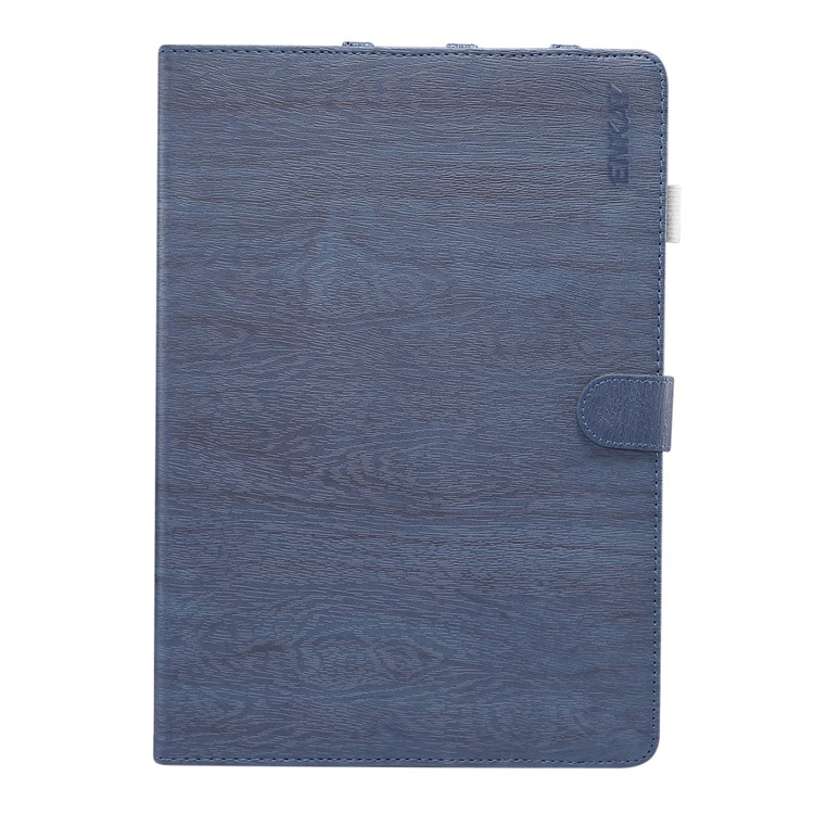 ENKAY for iPad 10.2 (2019) Wood Texture PU Leather Stand Smart Casing Shell - Blue-1
