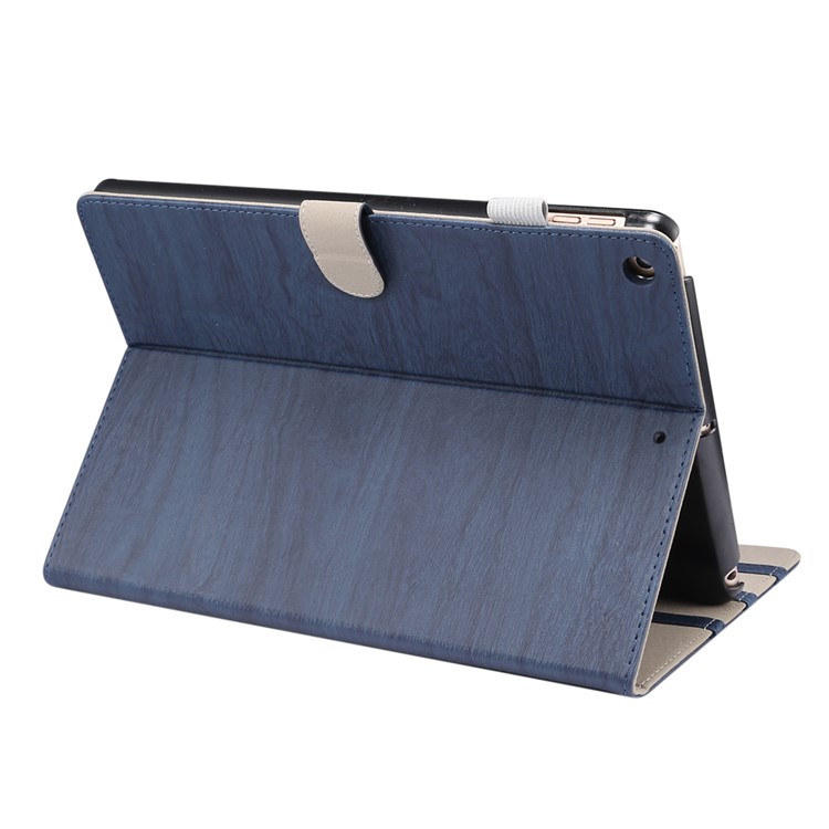 ENKAY for iPad 10.2 (2019) Wood Texture PU Leather Stand Smart Casing Shell - Blue-3