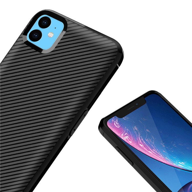 Carbon Fiber Texture Anti-drop TPU Mobile Case for iPhone 11 6.1-inch - Black-11