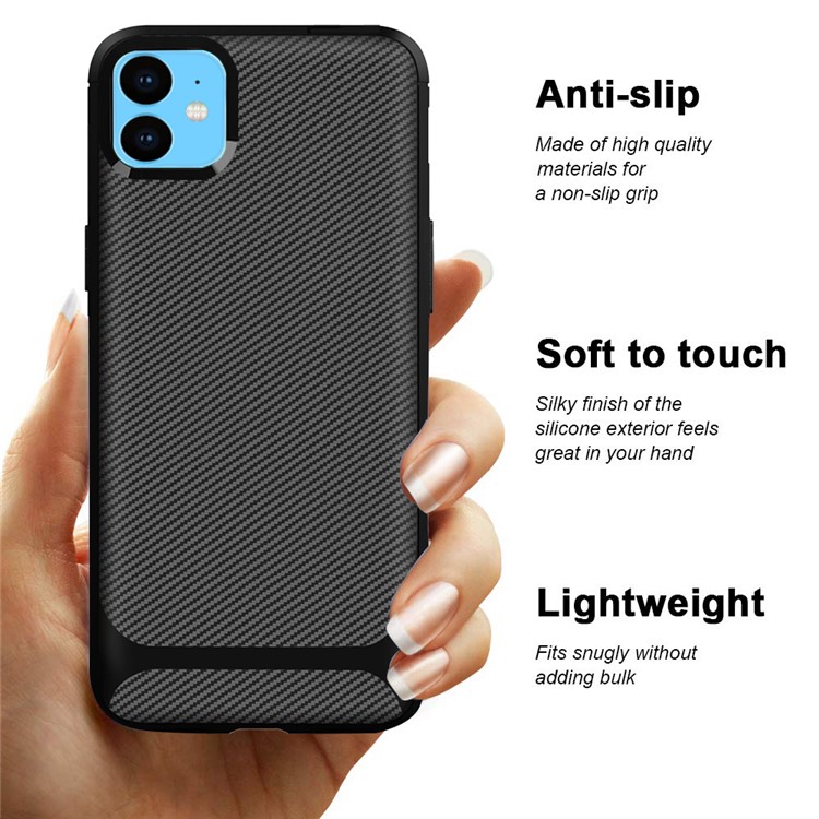 Carbon Fiber Texture Anti-drop TPU Mobile Case for iPhone 11 6.1-inch - Black-13