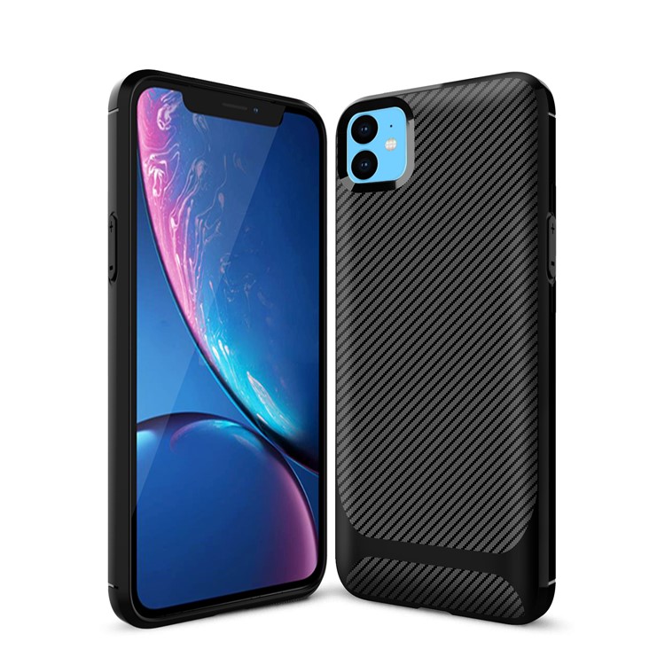 Carbon Fiber Texture Anti-drop TPU Mobile Case for iPhone 11 6.1-inch - Black-14
