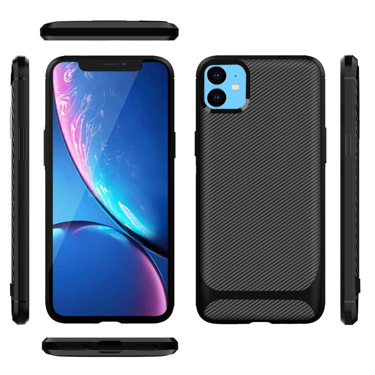 Carbon Fiber Texture Anti-drop TPU Mobile Case for iPhone 11 6.1-inch - Black-2