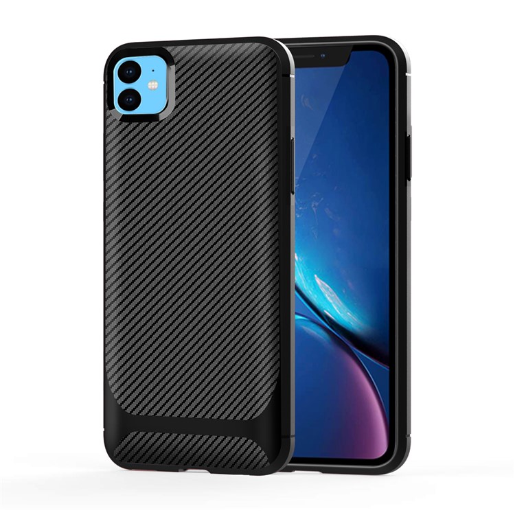 Carbon Fiber Texture Anti-drop TPU Mobile Case for iPhone 11 6.1-inch - Black-3
