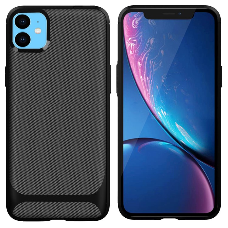 Carbon Fiber Texture Anti-drop TPU Mobile Case for iPhone 11 6.1-inch - Black-4