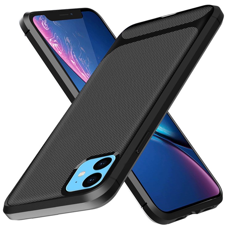 Carbon Fiber Texture Anti-drop TPU Mobile Case for iPhone 11 6.1-inch - Black-5