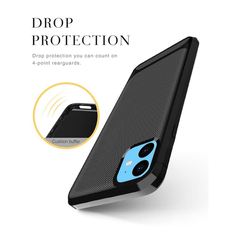 Carbon Fiber Texture Anti-drop TPU Mobile Case for iPhone 11 6.1-inch - Black-7
