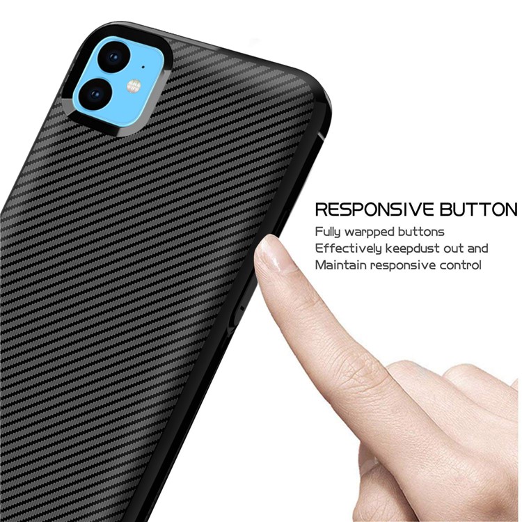 Carbon Fiber Texture Anti-drop TPU Mobile Case for iPhone 11 6.1-inch - Black-8