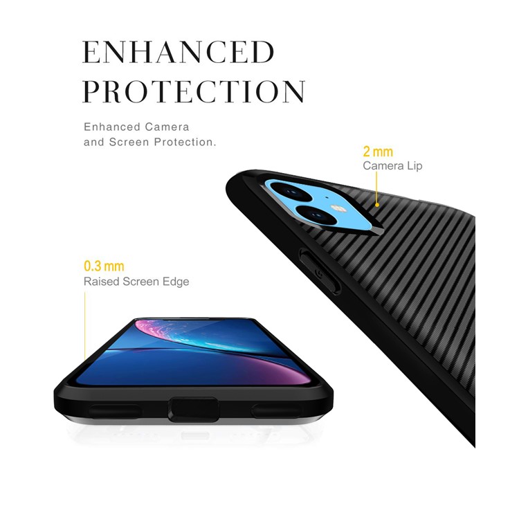 Carbon Fiber Texture Anti-drop TPU Mobile Case for iPhone 11 6.1-inch - Black-9