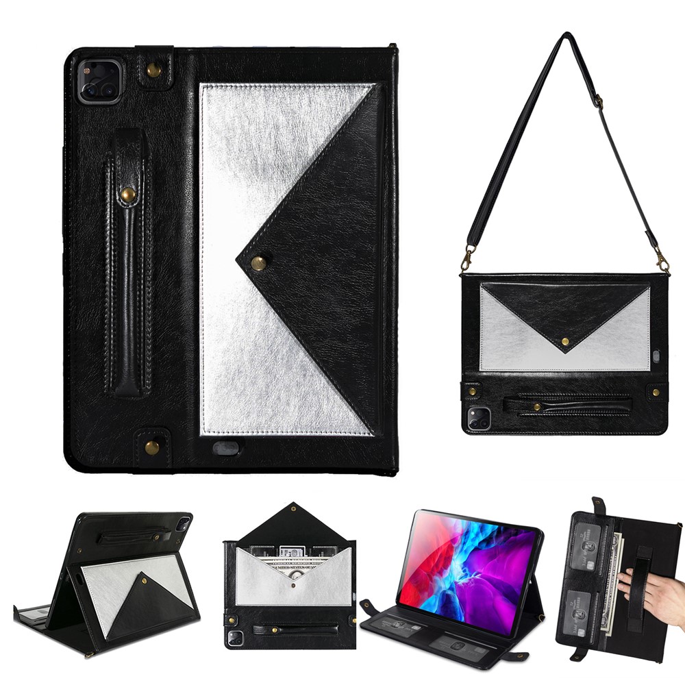 Color Splicing Envelop Style Wallet Leather Tablet Case with Pen Pouch for iPad Pro 11-inch (2022) / (2021) / (2020) - Silver