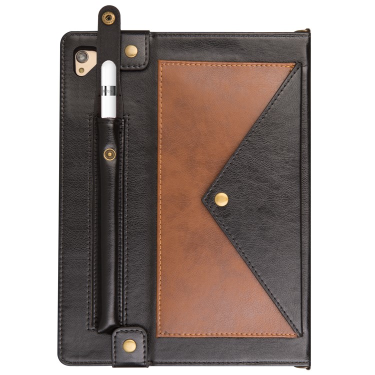 Color Splicing Envelop Style Wallet Leather Flip Case with Pen Pouch for iPad Pro 12.9 inch (2015) - Brown-3
