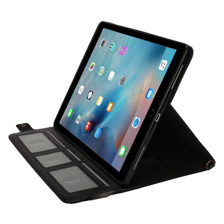 Color Splicing Envelop Style Wallet Leather Flip Case with Pen Pouch for iPad Pro 12.9 inch (2015) - Brown-6