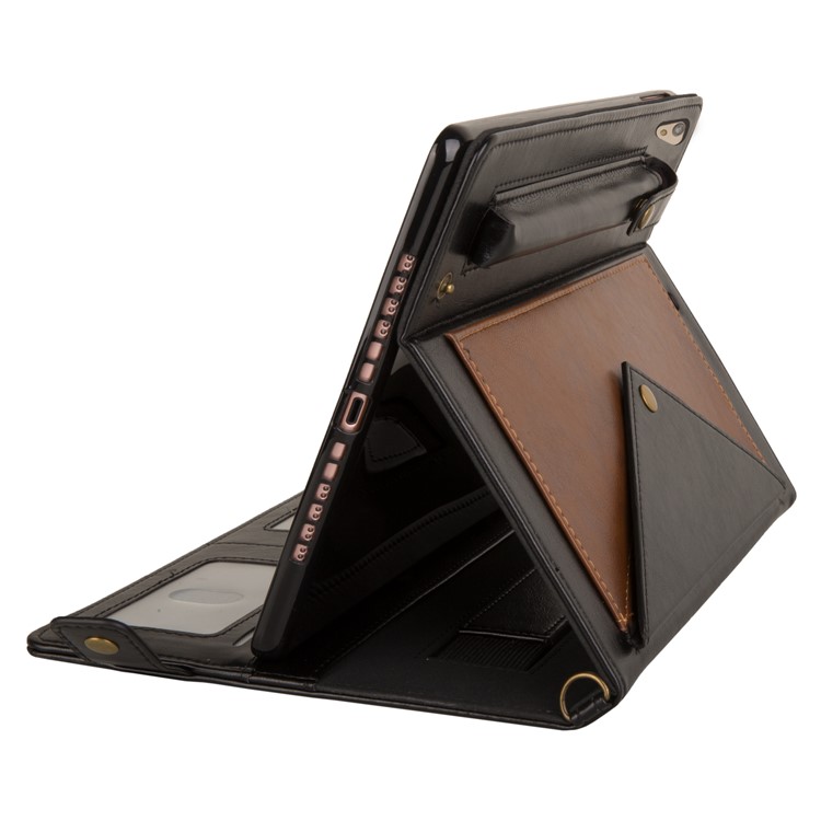 Color Splicing Envelop Style Wallet Leather Flip Case with Pen Pouch for iPad Pro 12.9 inch (2015) - Brown-7