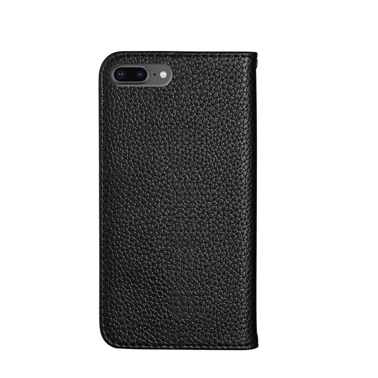 Litchi Skin Leather Card Holder Case with Stand for iPhone 8 Plus / 7 Plus - Black-5