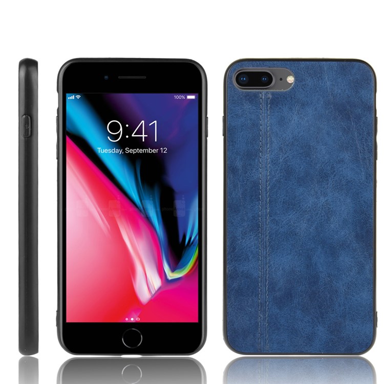 PU Leather Coated PC + TPU Combo Back Case for iPhone 8/7/iPhone SE 2 (2020) - Blue-1