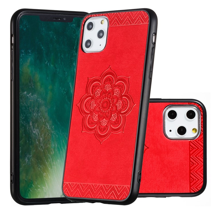 Imprint Mandala Flower PU Leather Coated Case Phone Cover for Apple iPhone 11 Pro 5.8 inch - Red-1