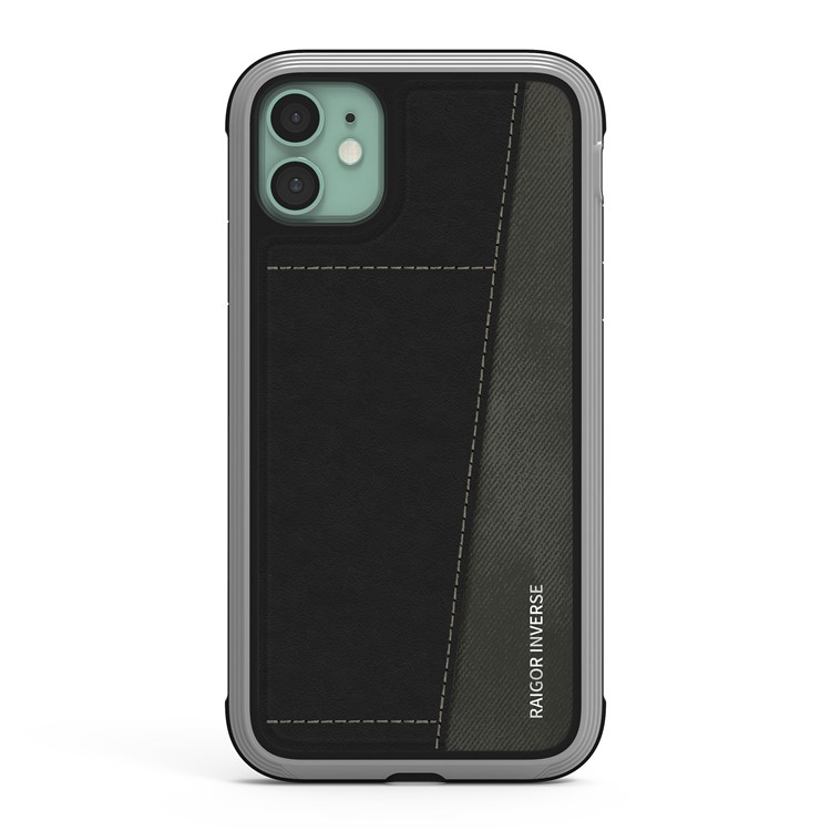 RAIGOR INVERSE Jack Series Shockproof PU Leather+PC+TPU Phone Case Cover for iPhone 11 6.1-inch - Black-1