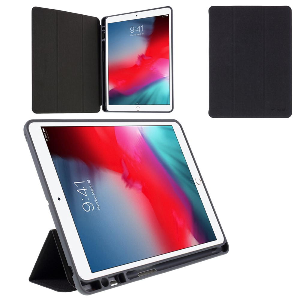 MUTURAL Auto Wake Sleep Stand Smart Leather Tablet Case for iPad 10.2 (2021)/(2020)/(2019) - Black