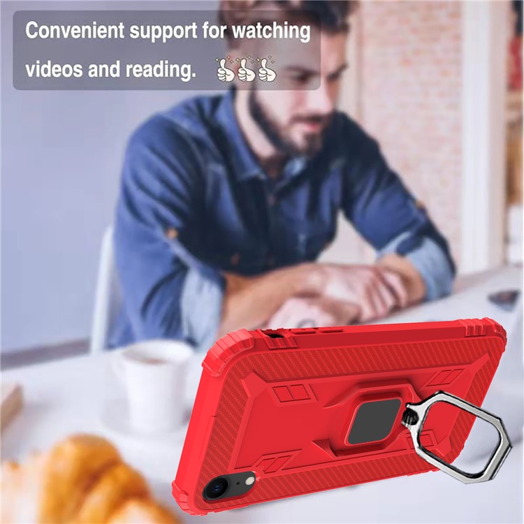 Finger Ring Kickstand Drop-proof TPU Mobile Cover for iPhone XR 6.1 inch - Red-2