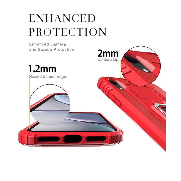 Finger Ring Kickstand Drop-proof TPU Mobile Cover for iPhone XR 6.1 inch - Red-4