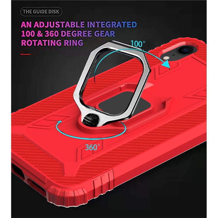 Finger Ring Kickstand Drop-proof TPU Mobile Cover for iPhone XR 6.1 inch - Red-7