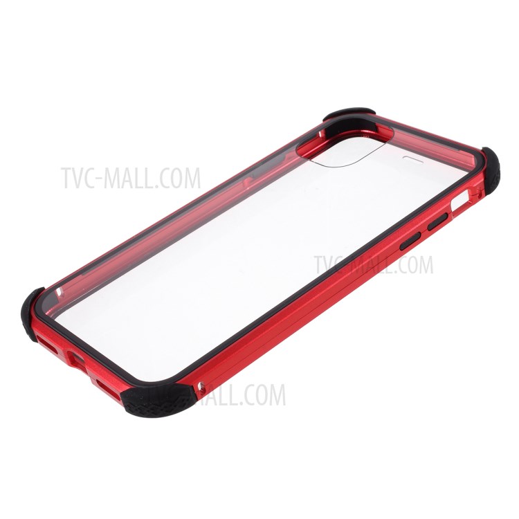 Anti-fall Full Cover Magnetic Metal Frame + Tempered Glass Phone Case for Apple iPhone 11 6.1 inch - Red-4