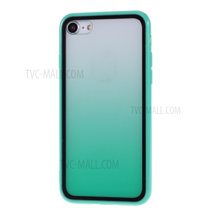 gradient color plastic + tpu shell téléphone pour iphone 8 / 7 / se (2020) / se (2022) 4,7 pouces - vert