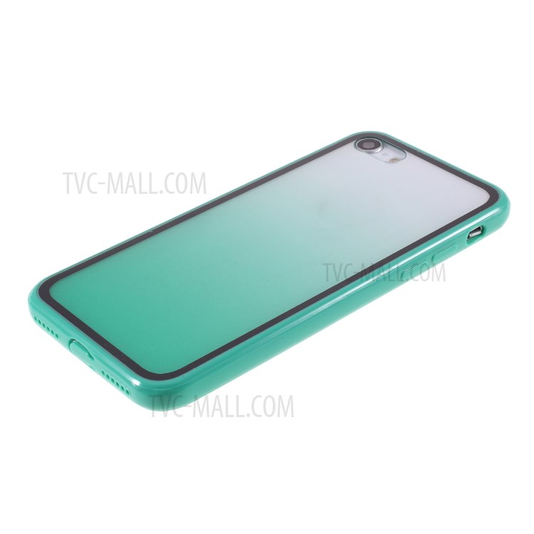 gradient color plastic + tpu shell téléphone pour iphone 8 / 7 / se (2020) / se (2022) 4,7 pouces - vert