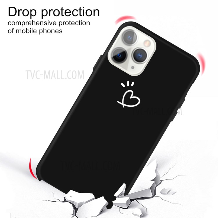 Love Heart Pattern Imprimer Matte TPU Back Shell Pour Iphone 11 Pro 5,8 Pouces - le Noir-2