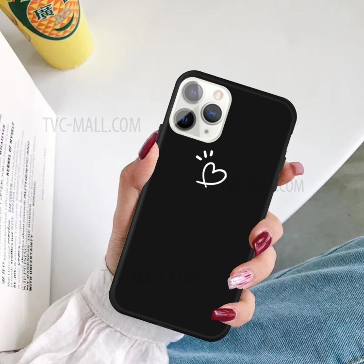 Love Heart Pattern Printing Matte TPU Back Shell for iPhone 11 Pro 5.8 inch - Black-4
