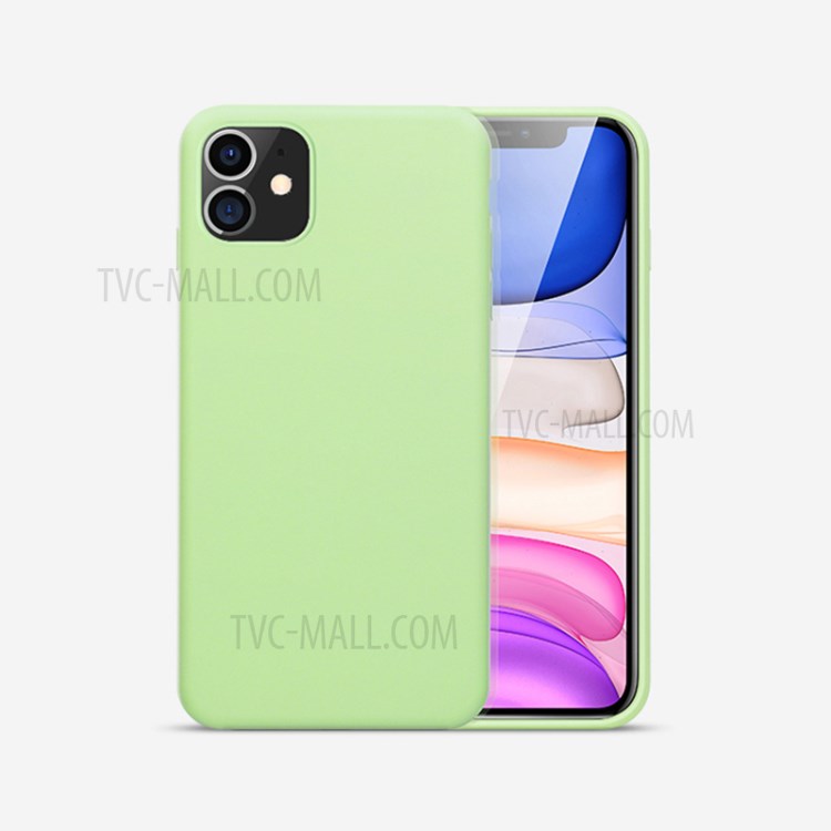DIVI Anti-Drop Slim Liquid Silicone Phone Shell for iPhone 11 6.1 inch - Light Green-1