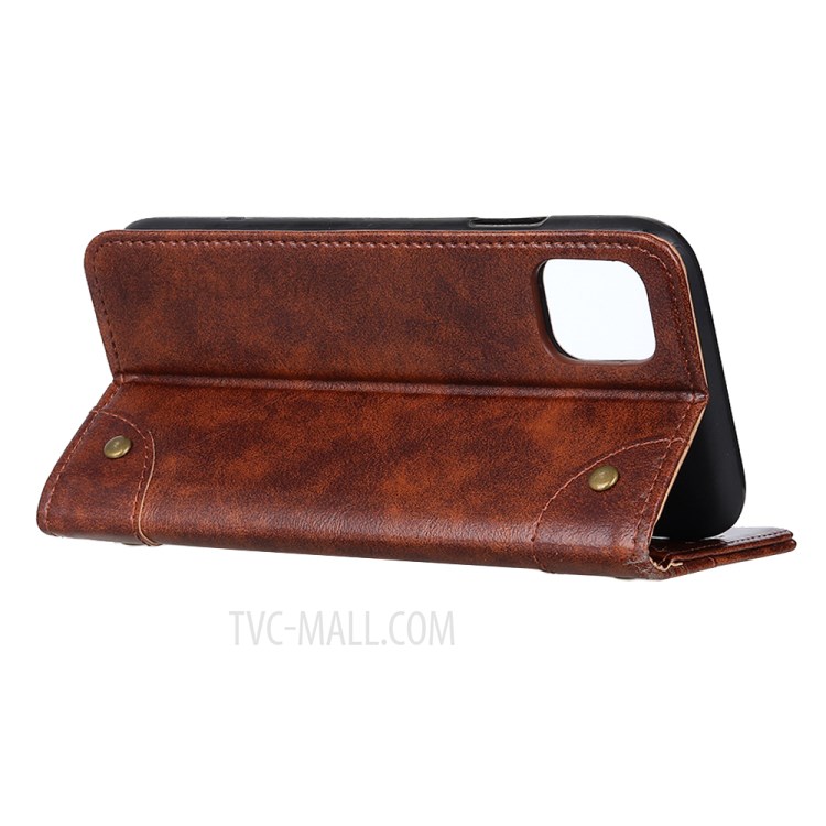 For iPhone 11 Pro 5.8 inch Phone Shell Auto-absorbed Wallet Leather Case - Brown-3