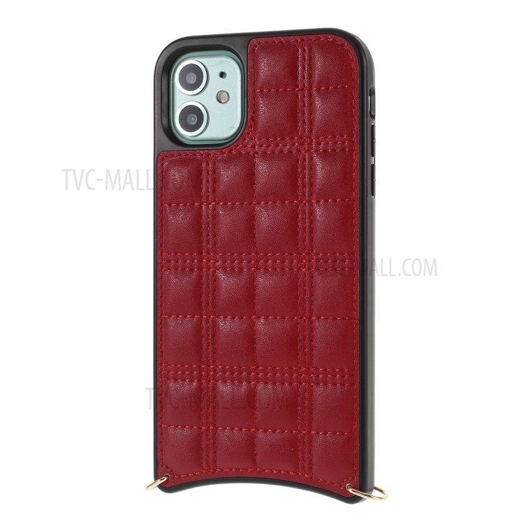 MUTURAL Square Surface PU Leather + PC + TPU Shell with Metal Strap for iPhone 11 6.1 inch - Red-2