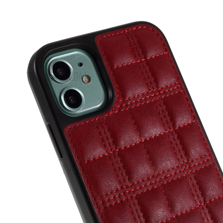 MUTURAL Square Surface PU Leather + PC + TPU Shell with Metal Strap for iPhone 11 6.1 inch - Red-4