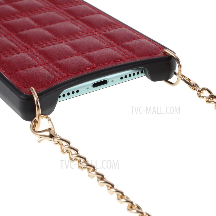 MUTURAL Square Surface PU Leather + PC + TPU Shell with Metal Strap for iPhone 11 6.1 inch - Red-5