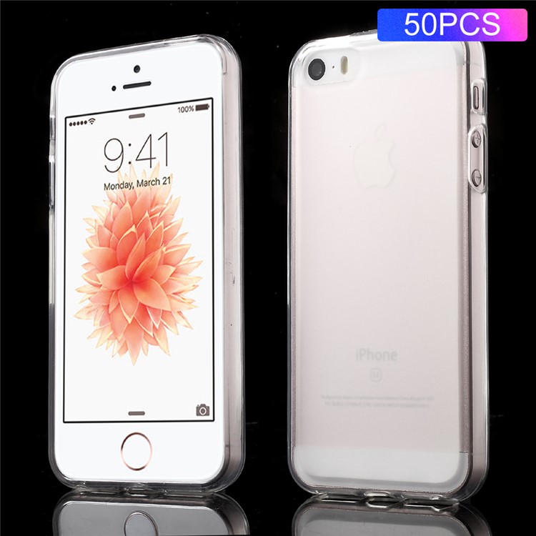 

50Pcs/Set for iPhone SE 5s 5 Double-sided Matte TPU Case Shell - Transparent