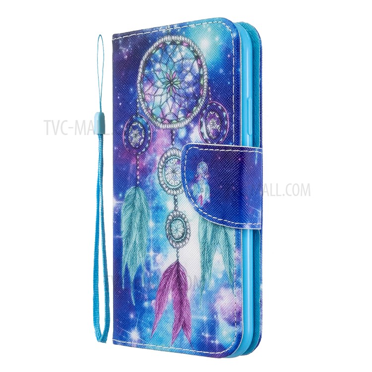 Cross Texture Pattern Printing Flip Leather Wallet Stand Phone Case for iPhone XR 6.1 inch - Aeolian Bells-3