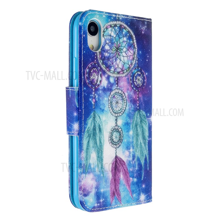 Cross Texture Pattern Printing Flip Leather Wallet Stand Phone Case for iPhone XR 6.1 inch - Aeolian Bells-4