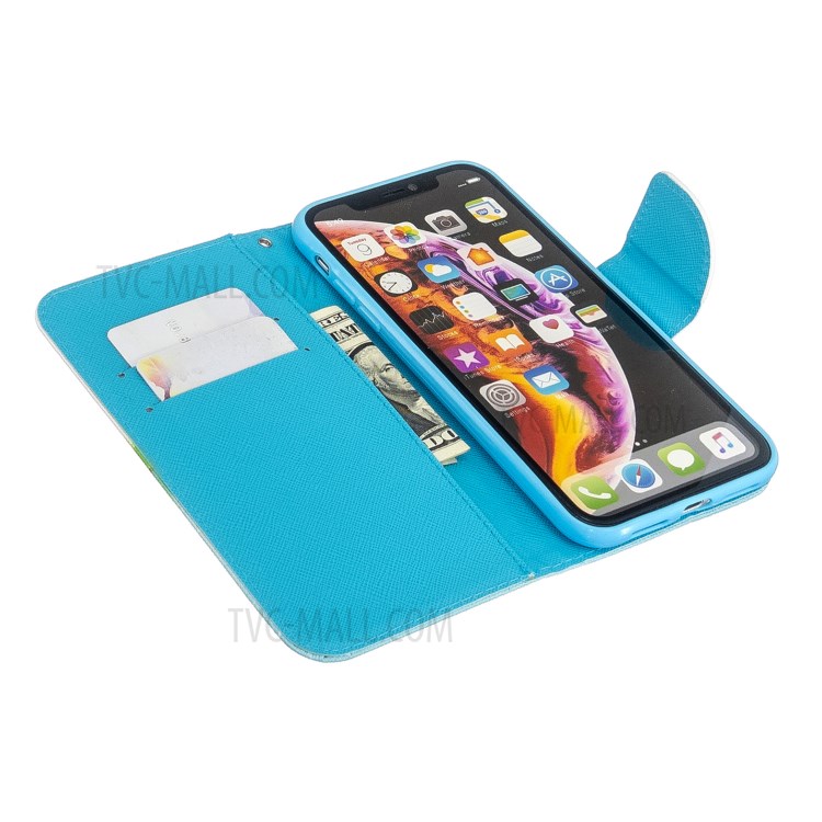 Cross Texture Pattern Printing Flip Leather Wallet Stand Phone Case for iPhone XR 6.1 inch - Aeolian Bells-5