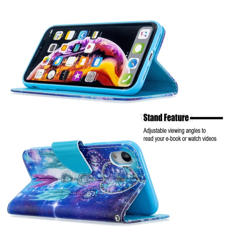 Cross Texture Pattern Printing Flip Leather Wallet Stand Phone Case for iPhone XR 6.1 inch - Aeolian Bells-6