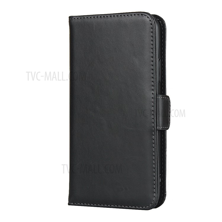 Magnet Adsorption Genuine Leather Wallet Stand Cell Phone Casing for iPhone XS Max 6.5 inch - Black-3