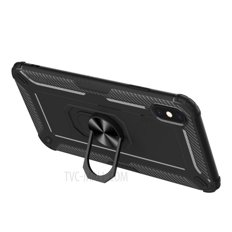 Armor Guard TPU Phone Case with Kickstand for iPhone XS/X 5.8 inch - Black-4