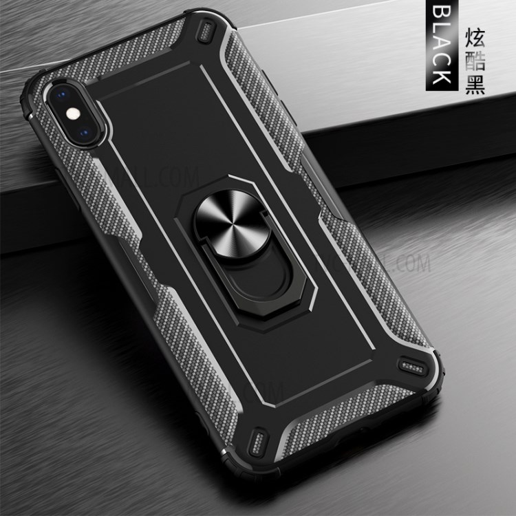 Armor Guard TPU Phone Case with Kickstand for iPhone XS/X 5.8 inch - Black-5