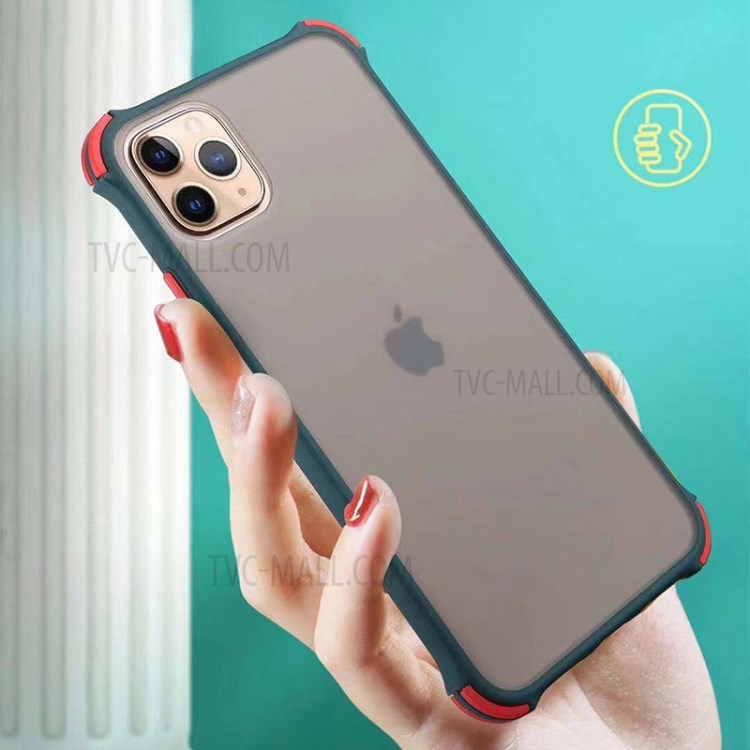 Contrast Color Shock-proof Matte Skin Feeling TPU + PC Combo Case for iPhone 11 Pro Max 6.5 inch - Blackish Green-3