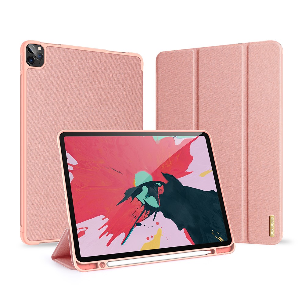 DUX DUCIS DOMO Series Tri-fold Leather Tablet Cover with Pen Holder for Apple iPad Pro 11 (2020) / (2018) - Pink