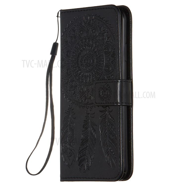 Imprint Dream Catcher PU Leather Wallet Stand Phone Cover for iPhone XS Max 6.5 inch - Black-3