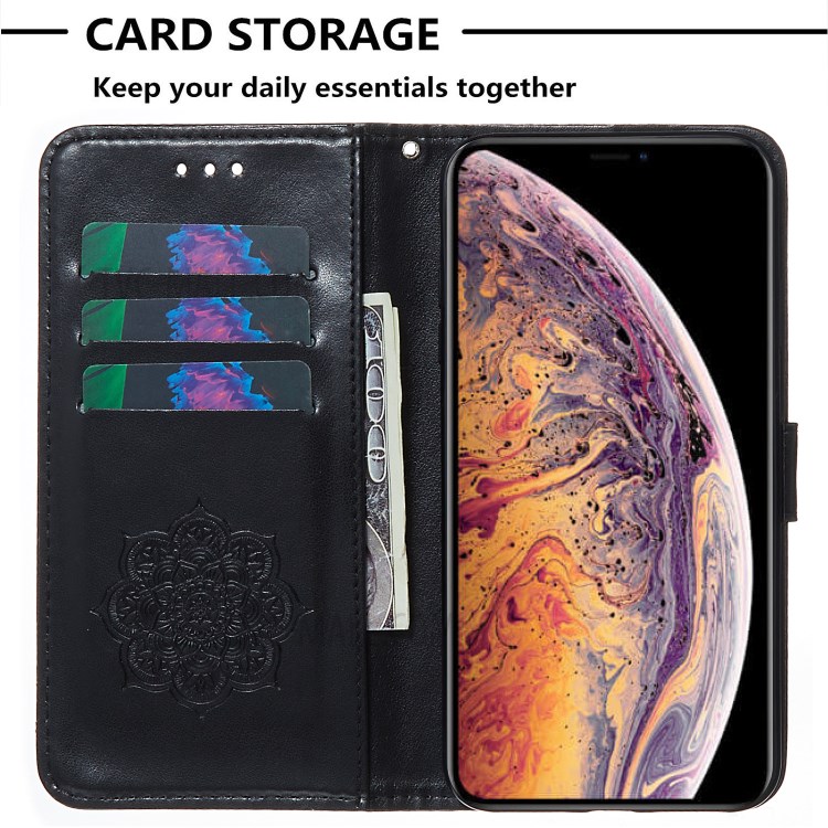 Imprint Dream Catcher PU Leather Wallet Stand Phone Cover for iPhone XS Max 6.5 inch - Black-7